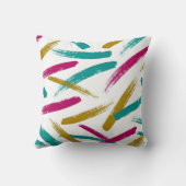 Vibrant Strokes,Teal, Magenta & Mustard pattern クッション (裏面)