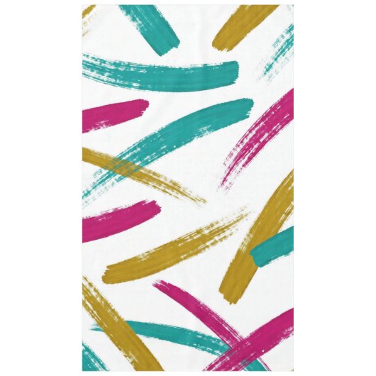 Vibrant Strokes,Teal, Magenta & Mustard pattern テーブルクロス (正面)