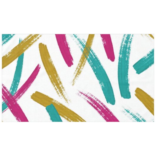 Vibrant Strokes,Teal, Magenta & Mustard pattern テーブルクロス (正面(横))