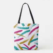 Vibrant Strokes,Teal, Magenta & Mustard pattern トートバッグ (裏面)