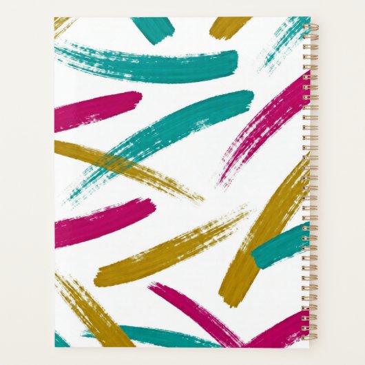 Vibrant Strokes,Teal, Magenta & Mustard pattern プランナー手帳 (裏面)