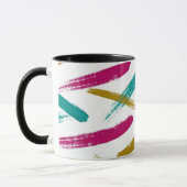 Vibrant Strokes,Teal, Magenta & Mustard pattern マグカップ (左)