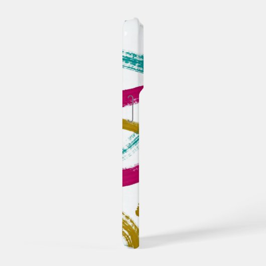 Vibrant Strokes,Teal, Magenta & Mustard pattern iPhoneケース (右側面)