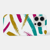 Vibrant Strokes,Teal, Magenta & Mustard pattern iPhoneケース (裏面横)