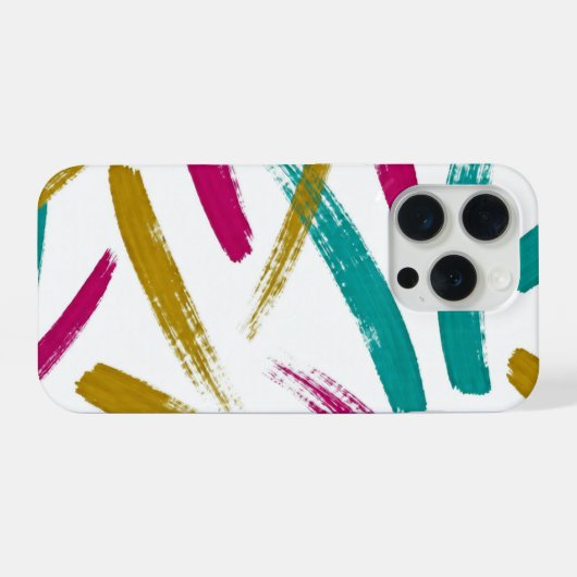 Vibrant Strokes,Teal, Magenta & Mustard pattern iPhoneケース (裏面横)