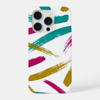 Vibrant Strokes,Teal, Magenta & Mustard pattern iPhone 15 Proケース