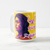 Vibrant Stylized Portrait with Abstract Elements コーヒーマグカップ (正面左)