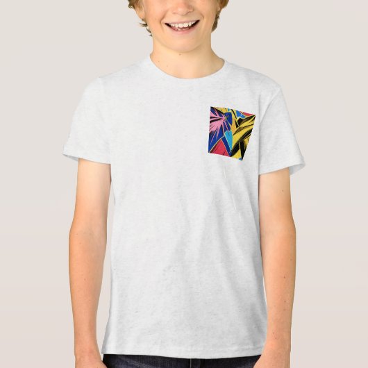 Vibrant Stylized Portrait with Abstract Elements トライブレンドＴシャツ (正面)