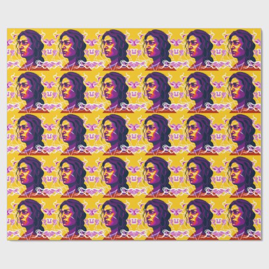 Vibrant Stylized Portrait with Abstract Elements ラッピングペーパー (フラット)
