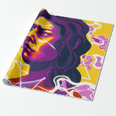Vibrant Stylized Portrait with Abstract Elements ラッピングペーパー (アンロールド)