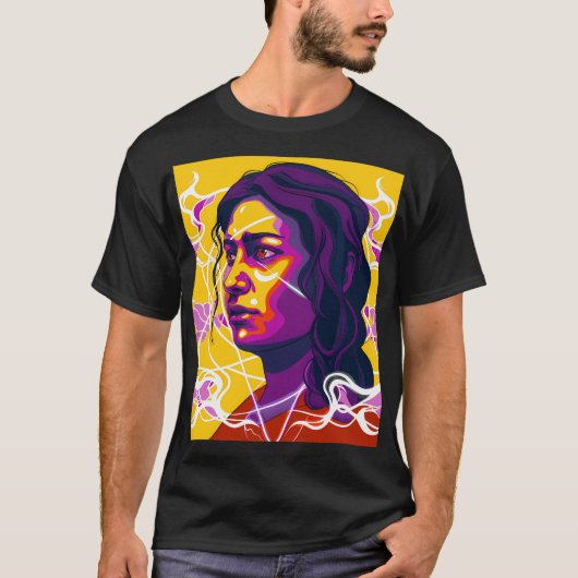 Vibrant Stylized Portrait with Abstract Elements Tシャツ (正面)
