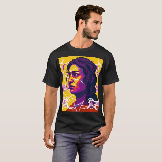 Vibrant Stylized Portrait with Abstract Elements Tシャツ (正面フル)