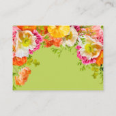Vibrant Summer Floral Lime Orange Pink Wedding エンクロージャーカード (裏面)