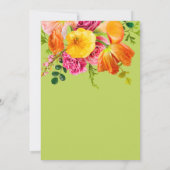 Vibrant Summer Floral Lime Orange Pink Wedding 招待状 (裏面)