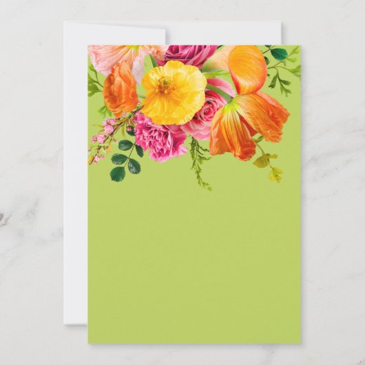 Vibrant Summer Floral Lime Orange Pink Wedding 招待状 (裏面)