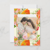 Vibrant Summer Floral Yellow Orange Pink Photo セーブザデート (裏面)