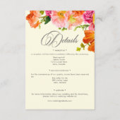 Vibrant Summer Floral Yellow Orange Pink Wedding エンクロージャーカード (正面)