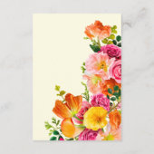 Vibrant Summer Floral Yellow Orange Pink Wedding エンクロージャーカード (裏面)