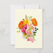 Vibrant Summer Floral Yellow Orange Pink Wedding セーブザデート (裏面)