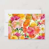 Vibrant Summer Floral Yellow Orange Pink Wedding 出欠カード (裏面)