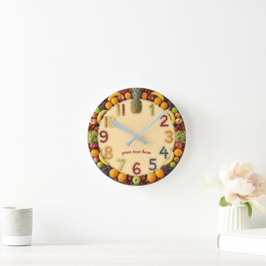 Vibrant Summer Fruit Salad Wall Clock - Custom ラウンド壁時計 (ホーム)