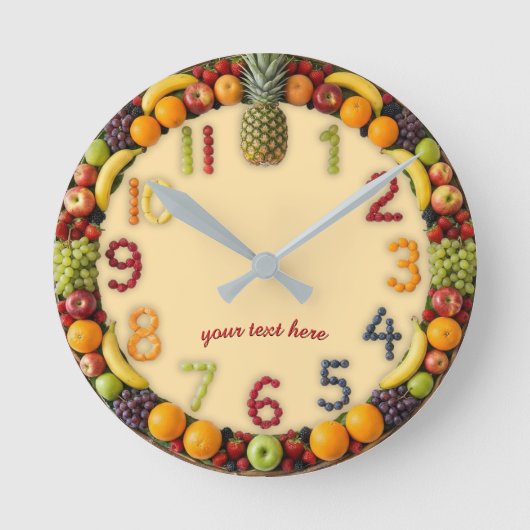 Vibrant Summer Fruit Salad Wall Clock - Custom ラウンド壁時計 (正面)