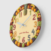 Vibrant Summer Fruit Salad Wall Clock - Custom ラージ壁時計 (傾斜)