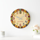 Vibrant Summer Fruit Salad Wall Clock - Custom ラージ壁時計 (ホーム)