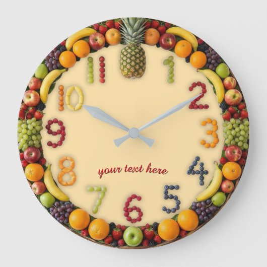 Vibrant Summer Fruit Salad Wall Clock - Custom ラージ壁時計 (正面)