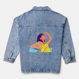 Vibrant Summer Girl Denim Jacket – Color Pop Art デニムジャケット