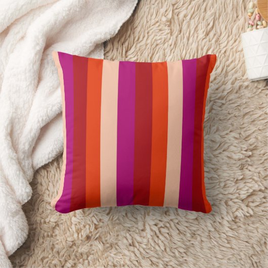 vibrant summer palette throw pillow narrow stripes クッション (ブランケット)