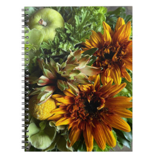 Vibrant Sunflower and Alstroemeria Bouquet Noteboo ノートブック