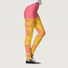 Vibrant Sunflower Tie-Dye Art レギンス