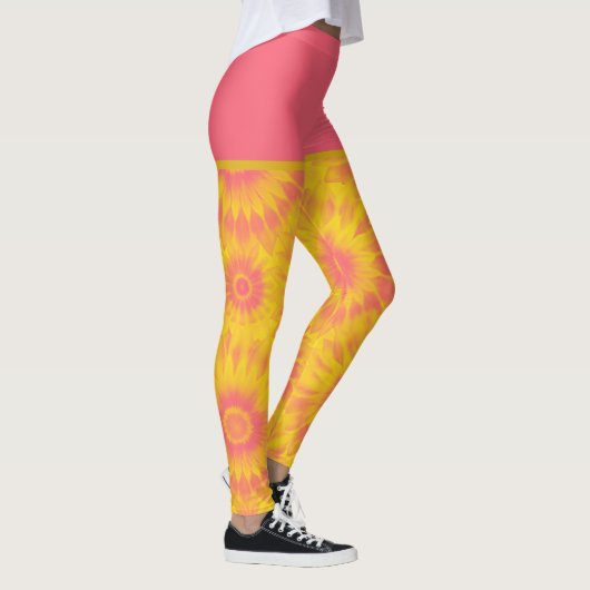 Vibrant Sunflower Tie-Dye Art レギンス (右)