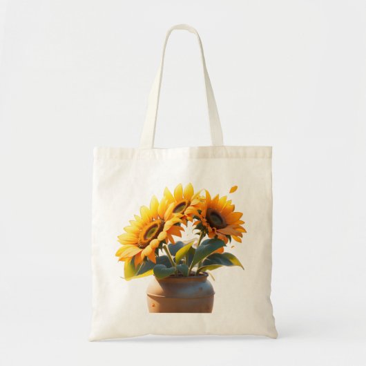 Vibrant Sunflowers in a Rustic Pot トートバッグ (正面)