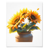 Vibrant Sunflowers in a Rustic Pot フォトプリント (正面)