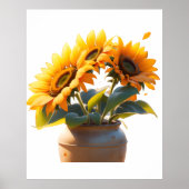 Vibrant Sunflowers in a Rustic Pot ポスター (正面)