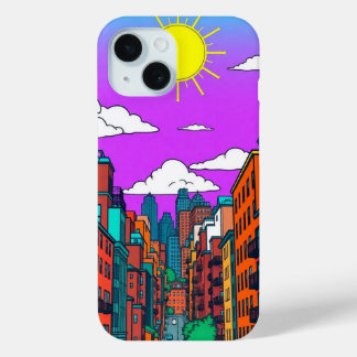 Vibrant Sunset 都市景観 ポップアート iPhone 15 C 15ケース