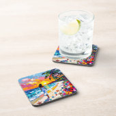 Vibrant Sunset Abstract Beach Scene   コースター (右側)