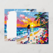 Vibrant Sunset Abstract Beach Scene シーズンカード (正面/裏面)
