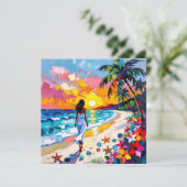 Vibrant Sunset Abstract Beach Scene シーズンカード (スタンド正面)