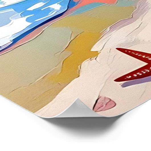 Vibrant Sunset Abstract Beach Scene ポスター (角)