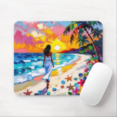 Vibrant Sunset Abstract Beach Scene   マウスパッド (マウス)