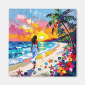 Vibrant Sunset Abstract Beach Scene   マグネット (正面)