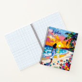 Vibrant Sunset Abstract Beach Scene Personalized ノートブック (内部)