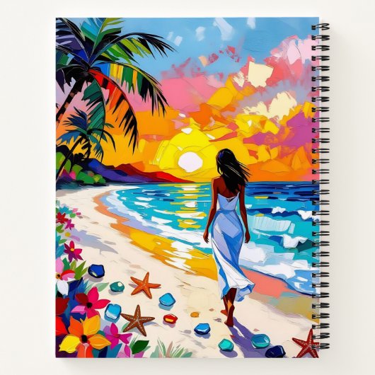 Vibrant Sunset Abstract Beach Scene Personalized ノートブック (裏面)