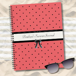 Vibrant Sunset Coral Polka Dot Summer Journal ノートブック