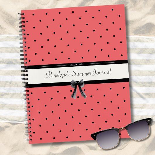 Vibrant Sunset Coral Polka Dot Summer Journal ノートブック