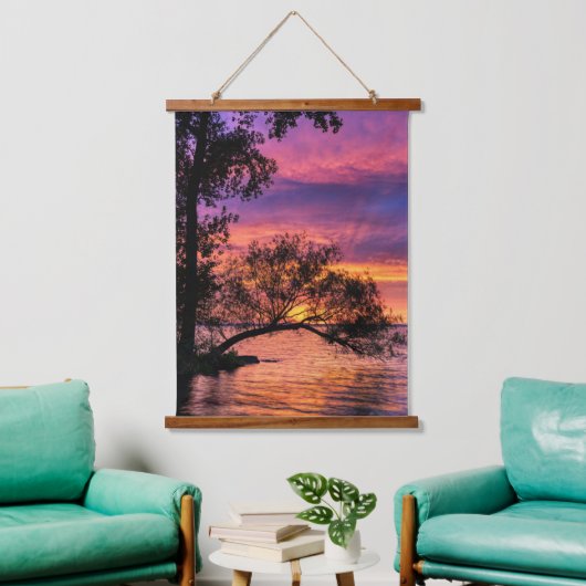 Vibrant Sunset Over Tranquil Waters Wall Art 吊り下げ型タペストリー (リビング)