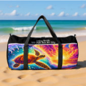 Vibrant Sunset Turtle Travel Monogram Personalize ダッフルバッグ